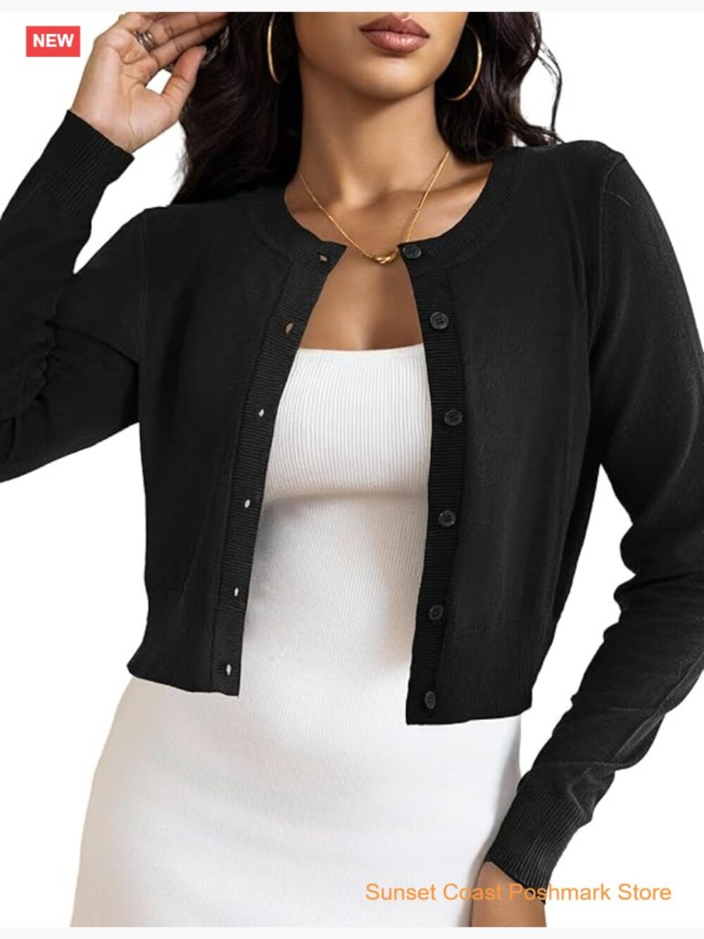 Cropped Cardigan Bolero Shrug Button Down Long Sleeve Knit Sweater for Dresses